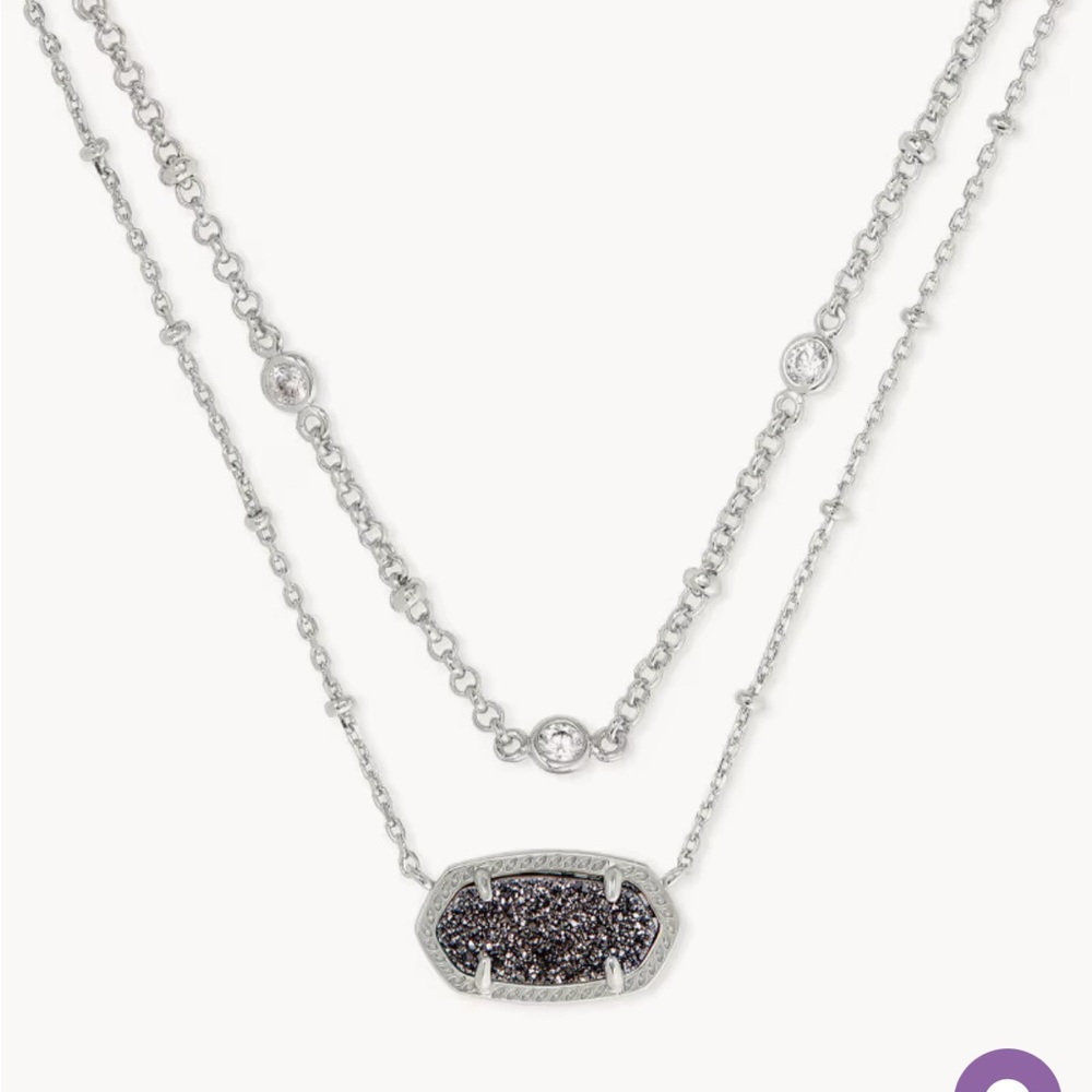 Elisa Silver Multi Strand Necklace in Platinum Drusy